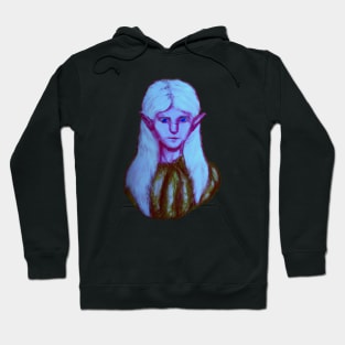 Blue Elf Girl Weird Expressive Art Hoodie